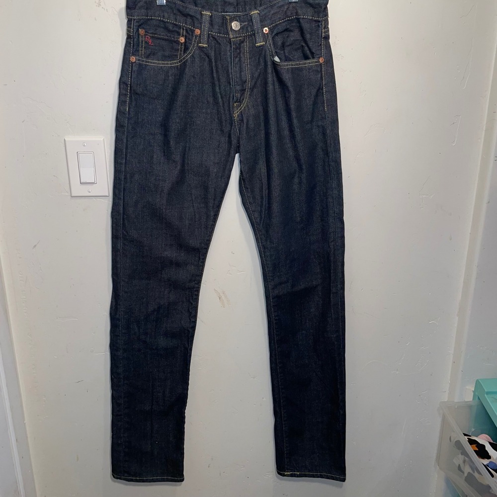 Vintage Polo Ralph Lauren Men Indigo Dark Wash Slim Straight 018 Jeans w/RL Logo